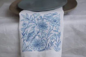 #063 | Floral design with birds | Linen napkins