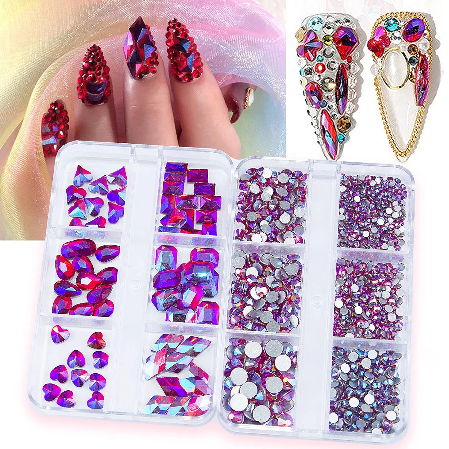 1060Pcs Emerald Green Nail Rhinestones Flatback Green Gems Crystals Glass Stones Round BeadsMulti Shapes Sizes Nail Rhinestones Charms for Nail DIY Crafts Clothes Shoes Jewelry