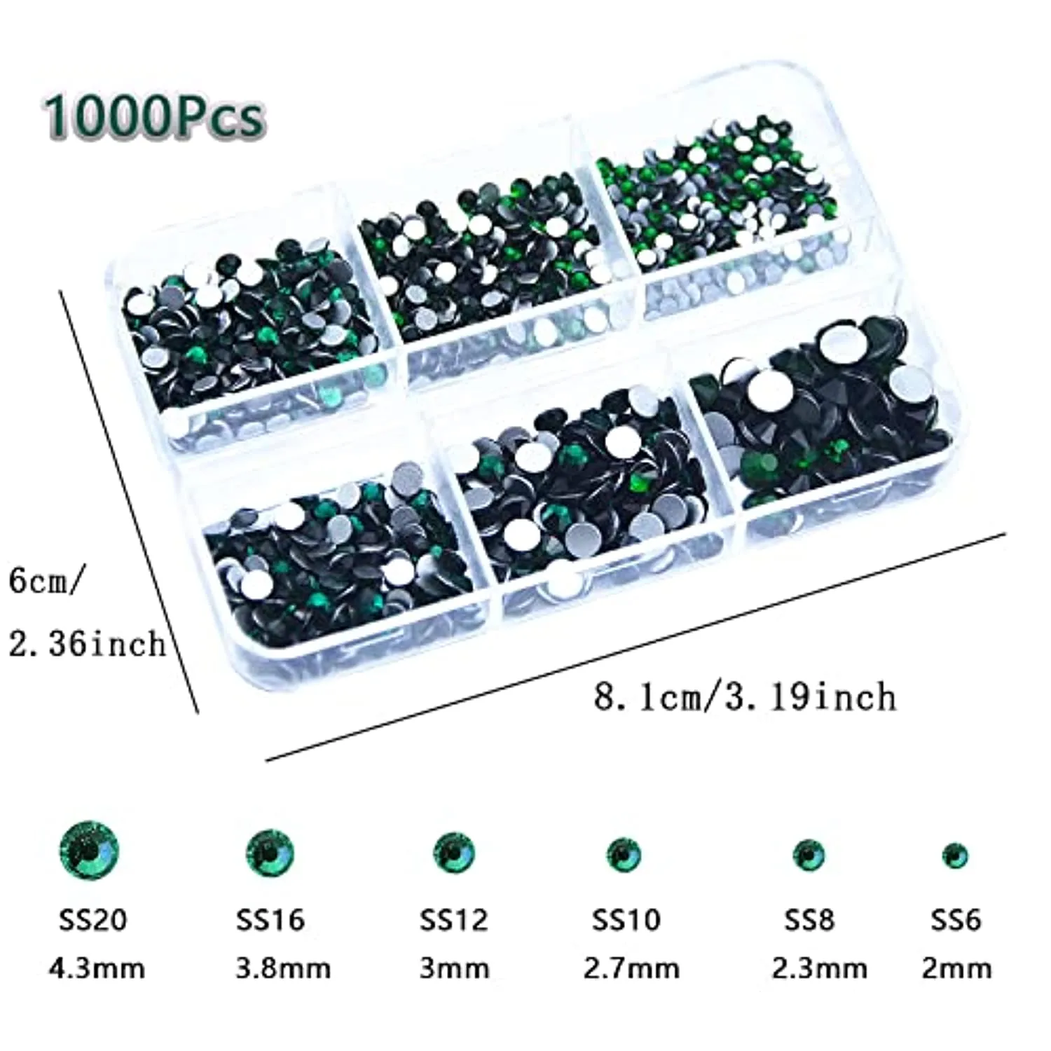 1060Pcs Emerald Green Nail Rhinestones Flatback Green Gems Crystals Glass Stones Round BeadsMulti Shapes Sizes Nail Rhinestones Charms for Nail DIY Crafts Clothes Shoes Jewelry