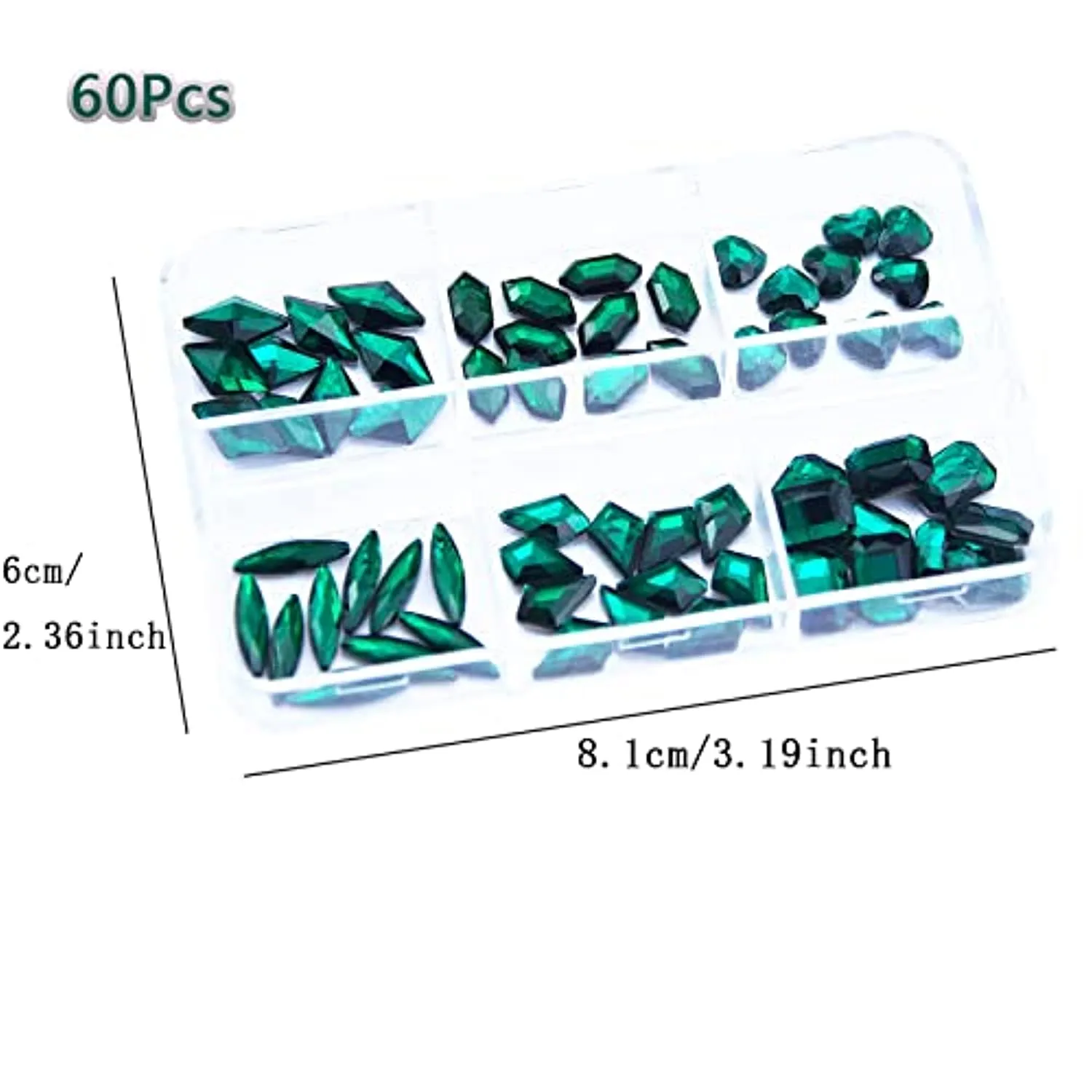1060Pcs Emerald Green Nail Rhinestones Flatback Green Gems Crystals Glass Stones Round BeadsMulti Shapes Sizes Nail Rhinestones Charms for Nail DIY Crafts Clothes Shoes Jewelry