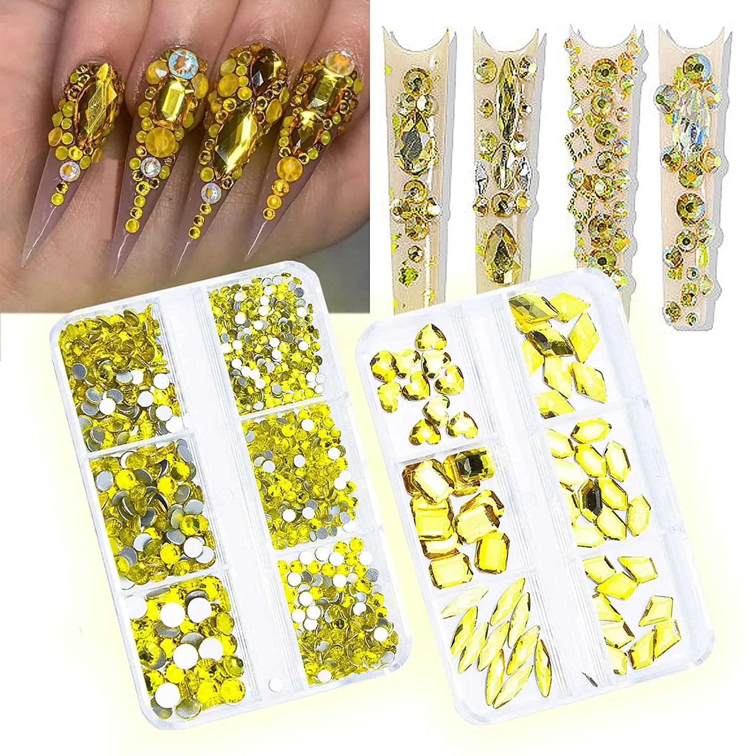 1060Pcs Emerald Green Nail Rhinestones Flatback Green Gems Crystals Glass Stones Round BeadsMulti Shapes Sizes Nail Rhinestones Charms for Nail DIY Crafts Clothes Shoes Jewelry