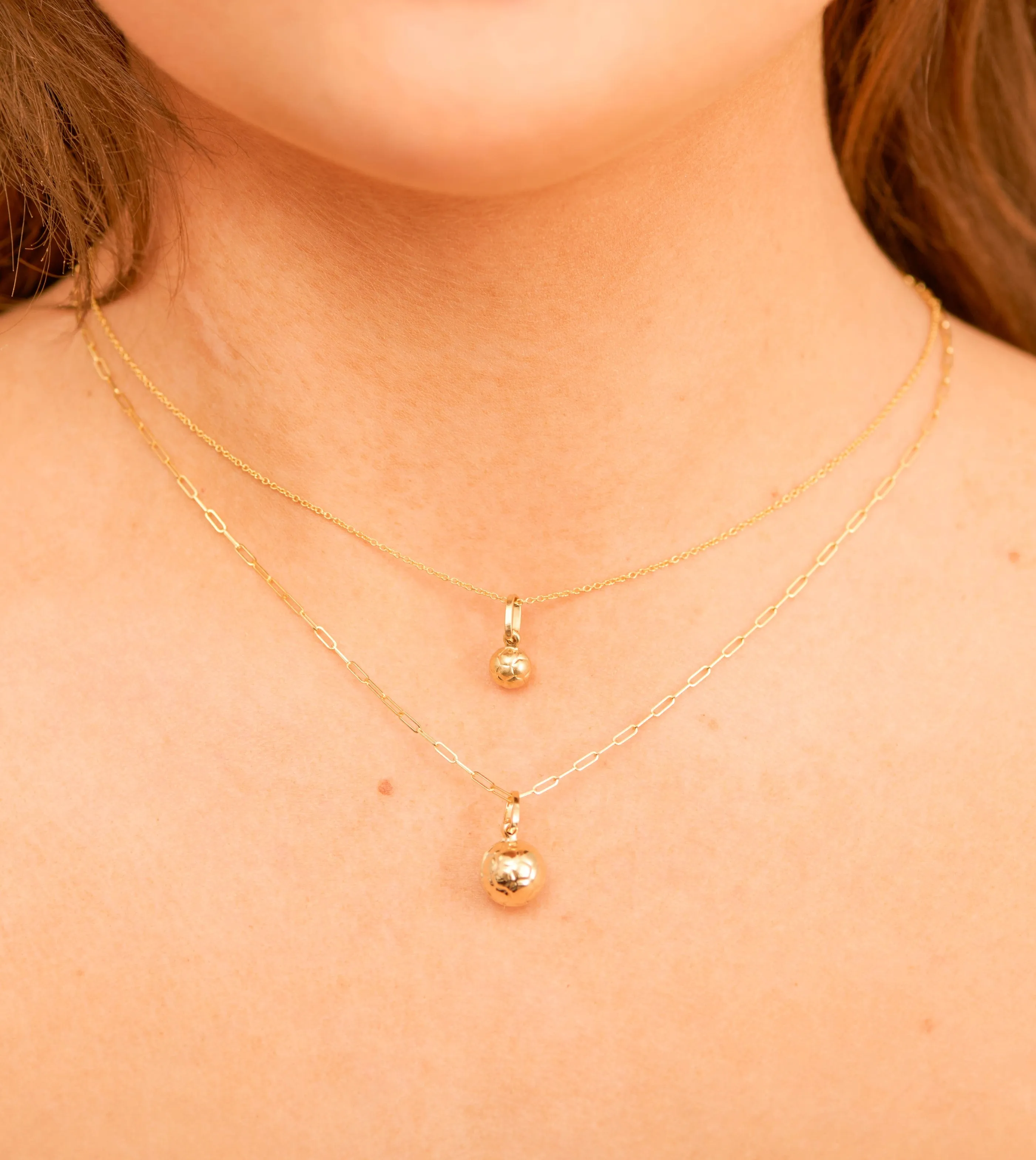 14k Gold Soccer Ball Charm Necklace