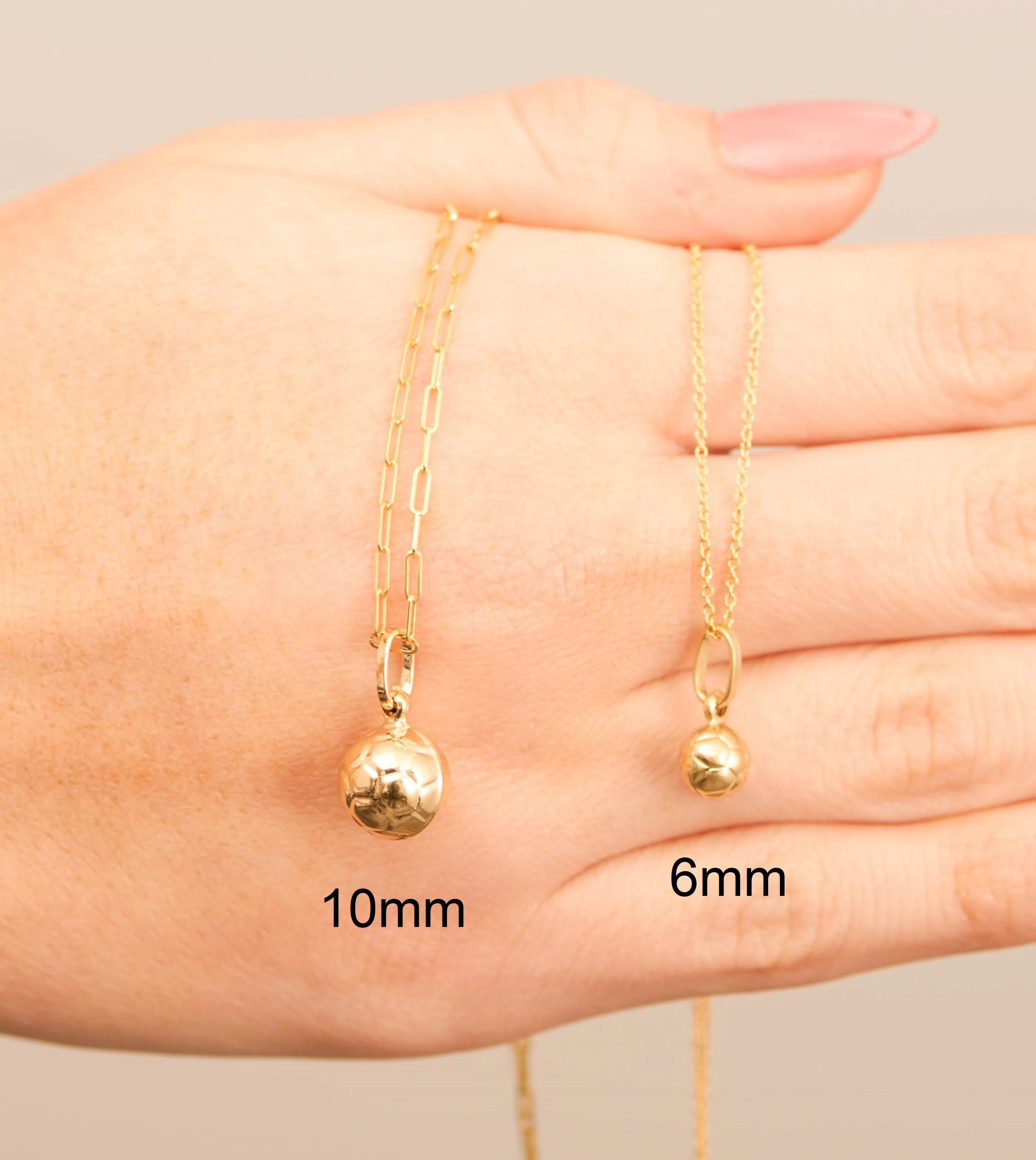 14k Gold Soccer Ball Charm Necklace