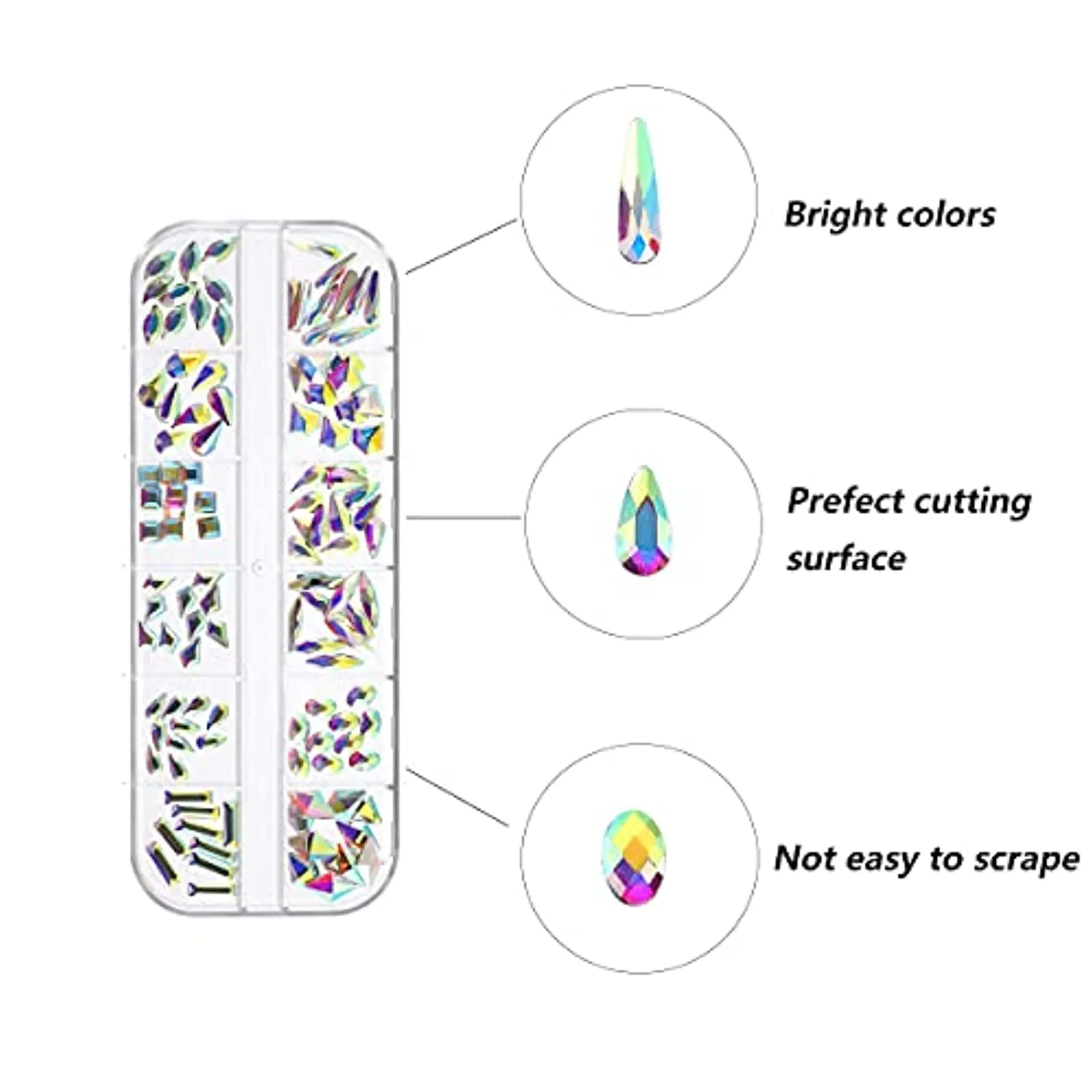 1848 pcs AB Crystal Nail Art Set 1728pcs Rhinestones Nail Gems Iridescent Clear Class,120pcs Multi-Shape Flat Back Shiny Nail Jewels for Nail Art DIY Crafts