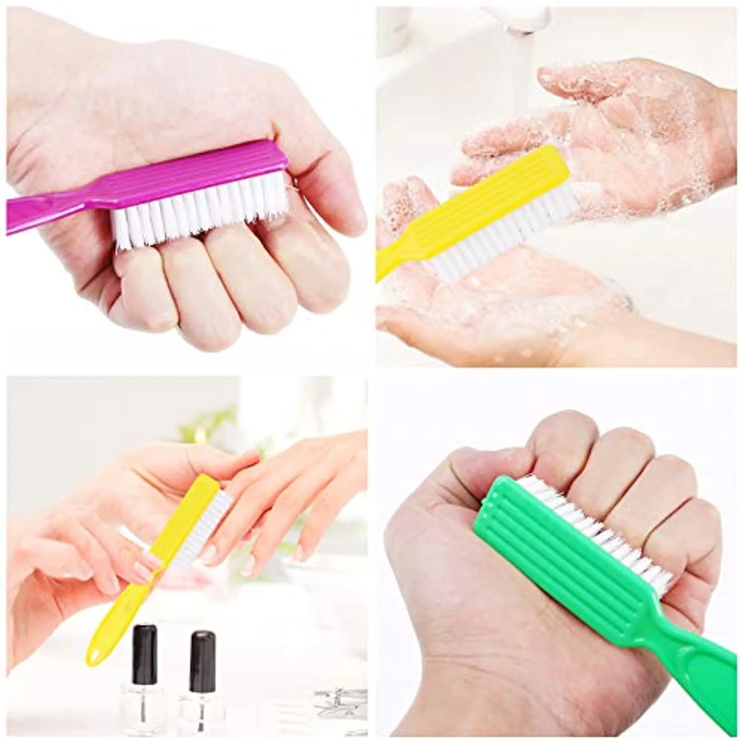 24pcs Handle Grip Nail Brush - Finger Nail Brushes for Cleaning, Hand Fingernail Scrub Brush Kits for Toes and Nails Cleaner, Long Handle Pedicure Brushes for Men and Women,24pieces, Multicolor