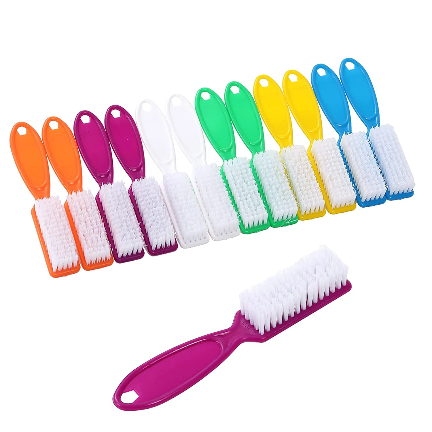 24pcs Handle Grip Nail Brush - Finger Nail Brushes for Cleaning, Hand Fingernail Scrub Brush Kits for Toes and Nails Cleaner, Long Handle Pedicure Brushes for Men and Women,24pieces, Multicolor