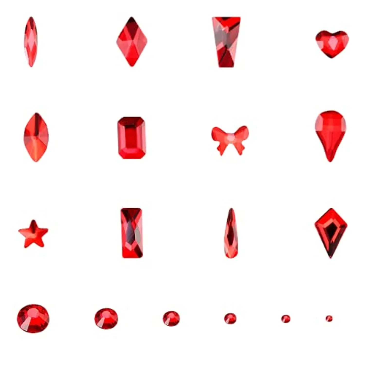 3120Pcs Professional Nail Art Rhinestones Kit for Nail, HOINCO Red Rhinestones for Nails, Crystal Multi Shape Diamond Nails Light Siam Flat Back Gemstones for Nail Art DIY Crafts with Tweezers and Pen