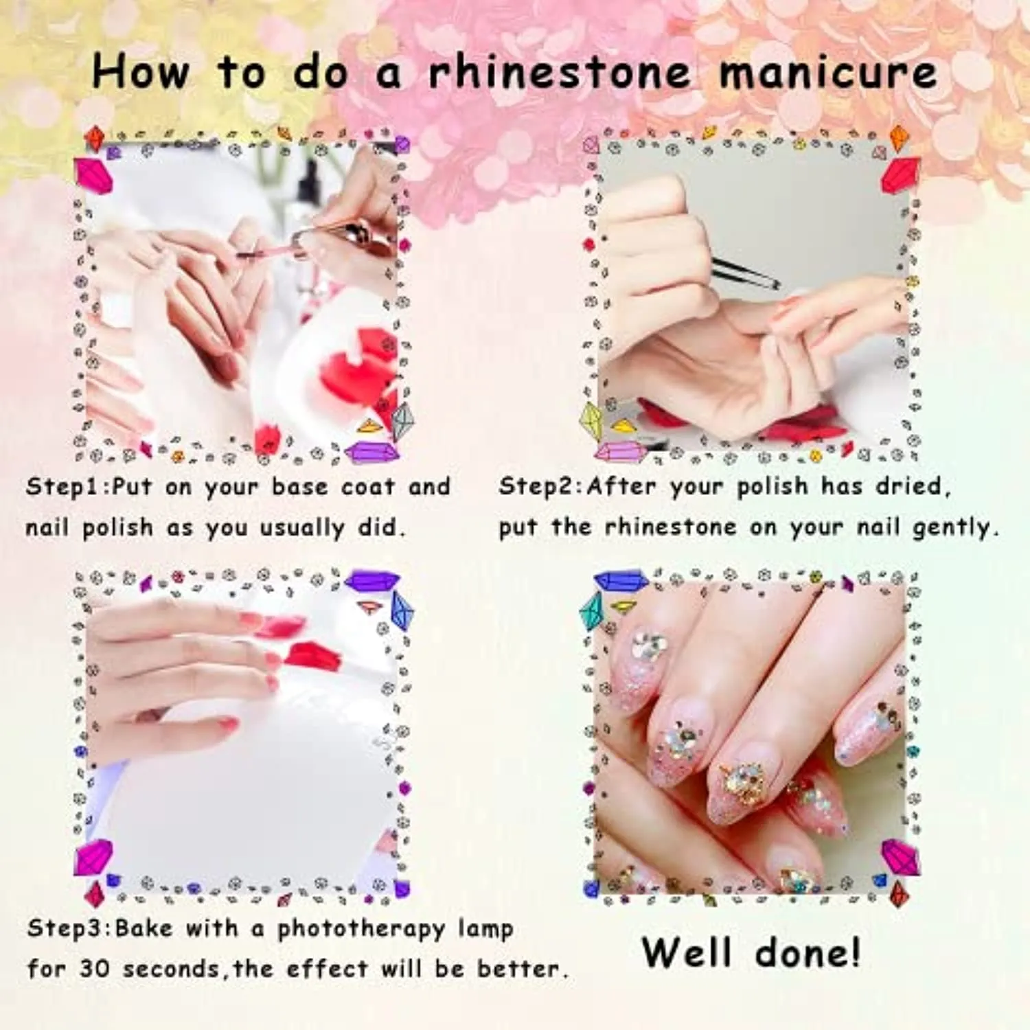 3120Pcs Professional Nail Art Rhinestones Kit for Nail, HOINCO Red Rhinestones for Nails, Crystal Multi Shape Diamond Nails Light Siam Flat Back Gemstones for Nail Art DIY Crafts with Tweezers and Pen