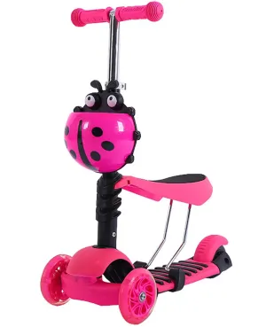 3in 1 Kids Adjustable Height Ladybug Scooter