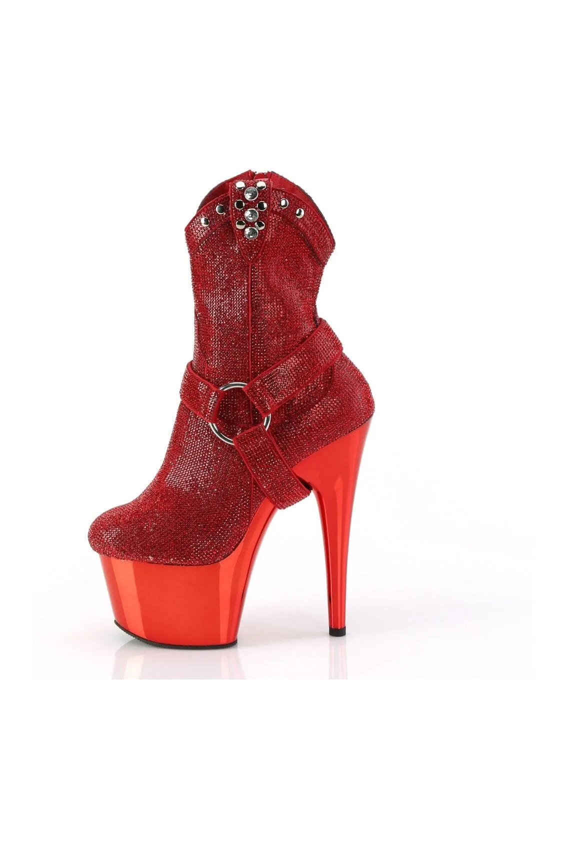 ADORE-1029CHRS Red Faux Suede Ankle Boot