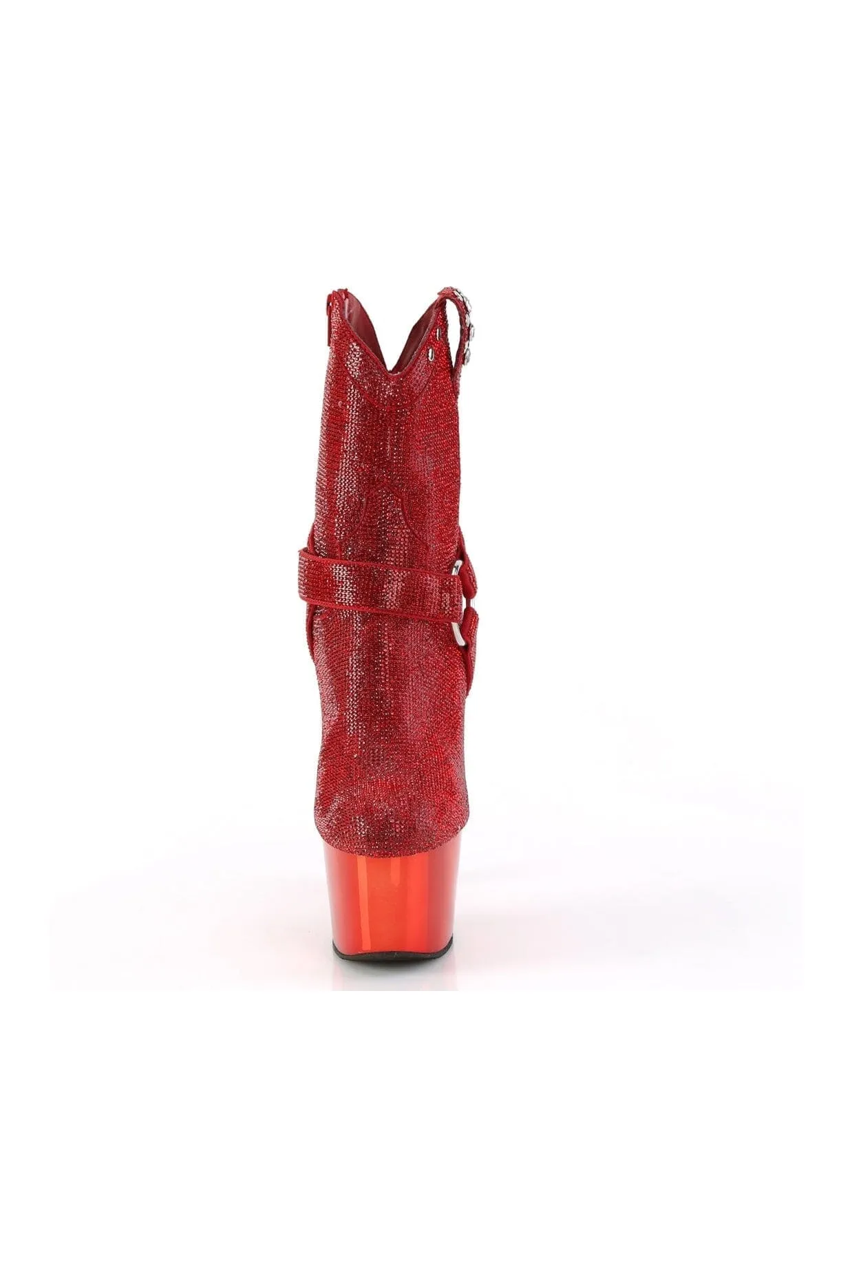 ADORE-1029CHRS Red Faux Suede Ankle Boot