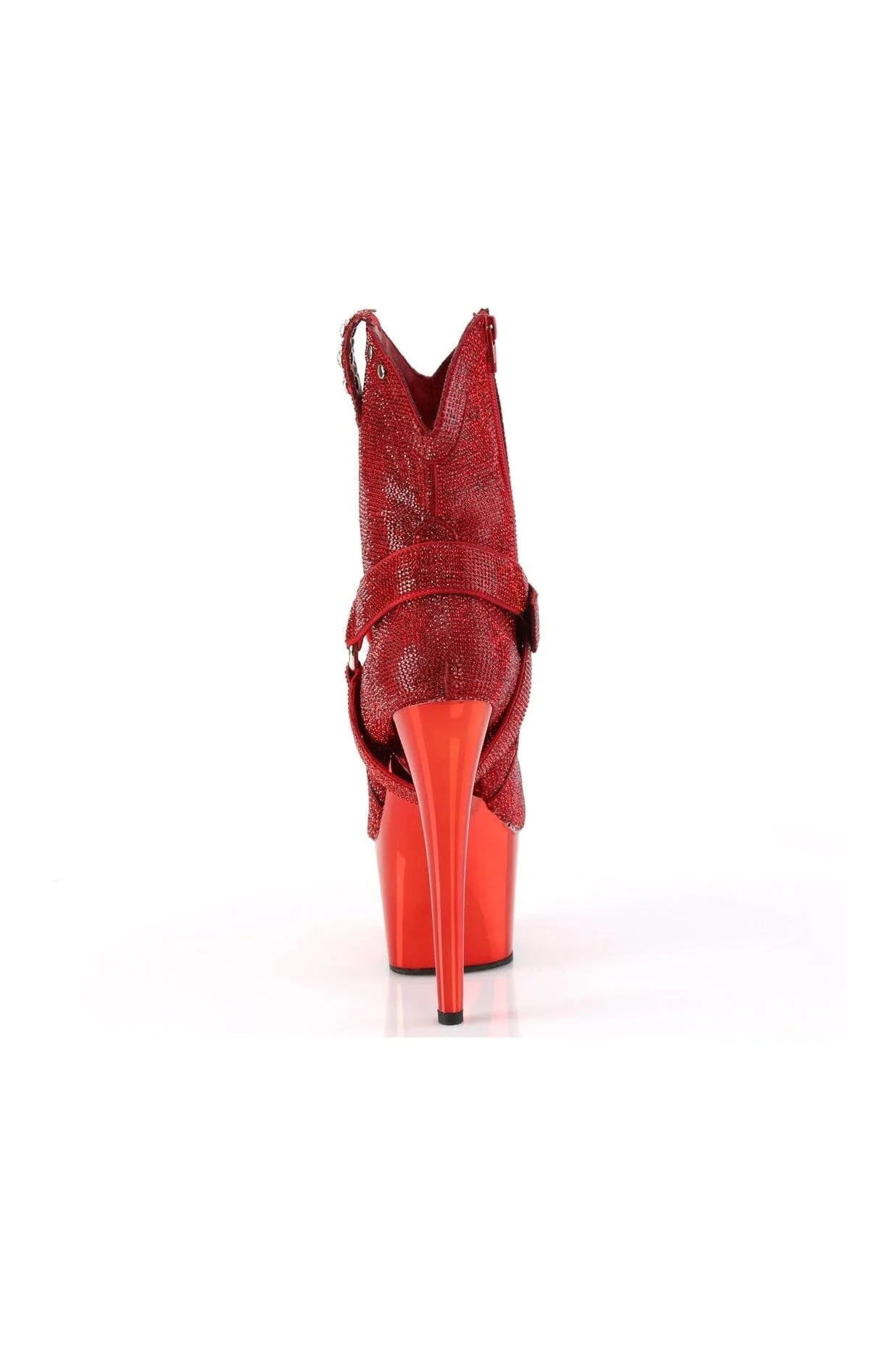 ADORE-1029CHRS Red Faux Suede Ankle Boot