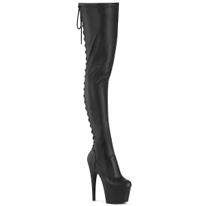 ADORE-3850  Black Stretch Faux Leather/Black Matte