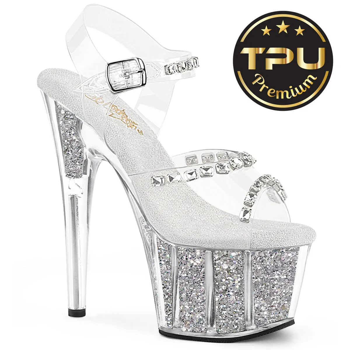 ADORE-708PREM-STNG  Clear TPU/Silver Glitter Ins