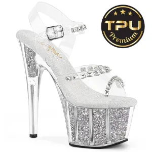 ADORE-708PREM-STNG  Clear TPU/Silver Glitter Ins