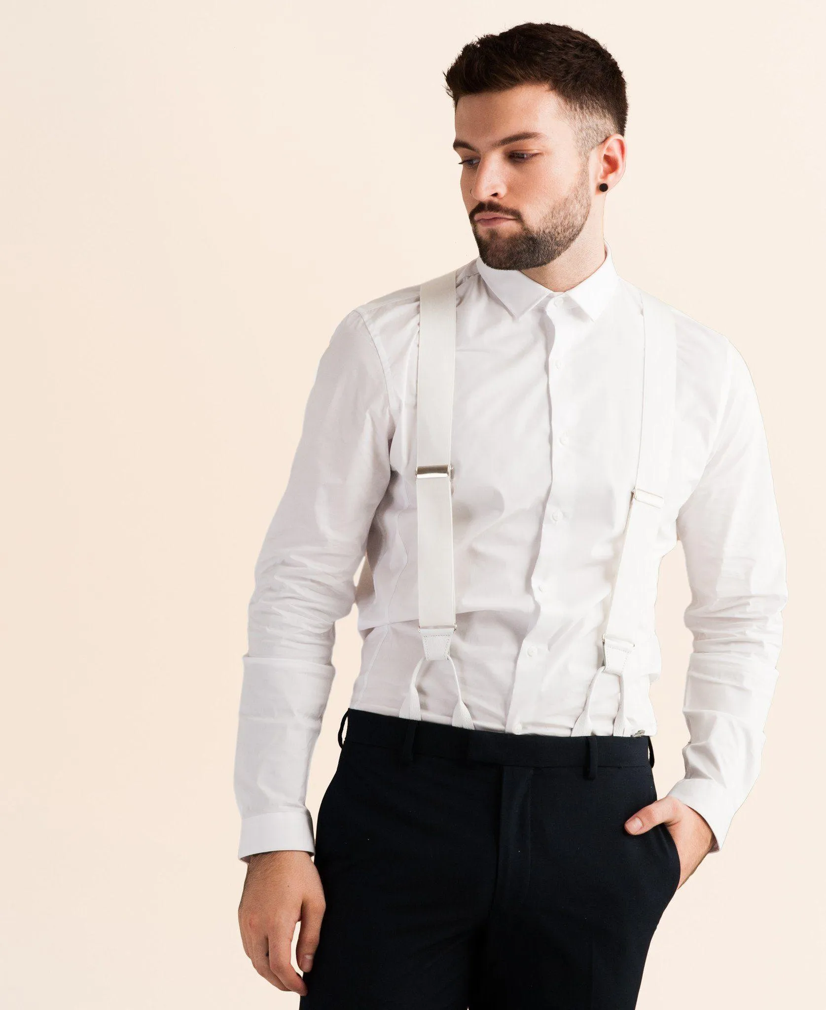 Alabaster Lite - Formal White Suspenders
