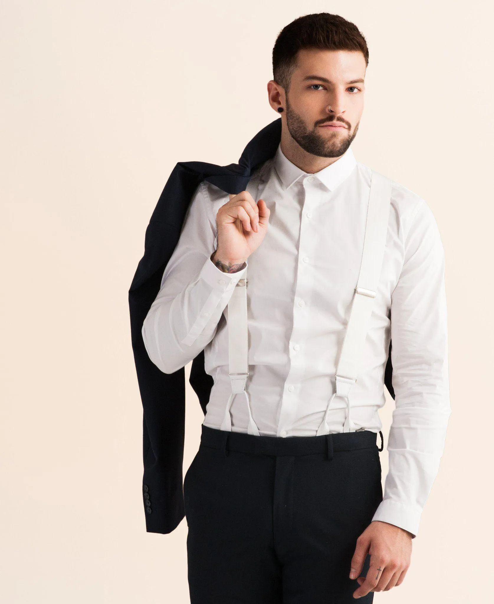 Alabaster Lite - Formal White Suspenders