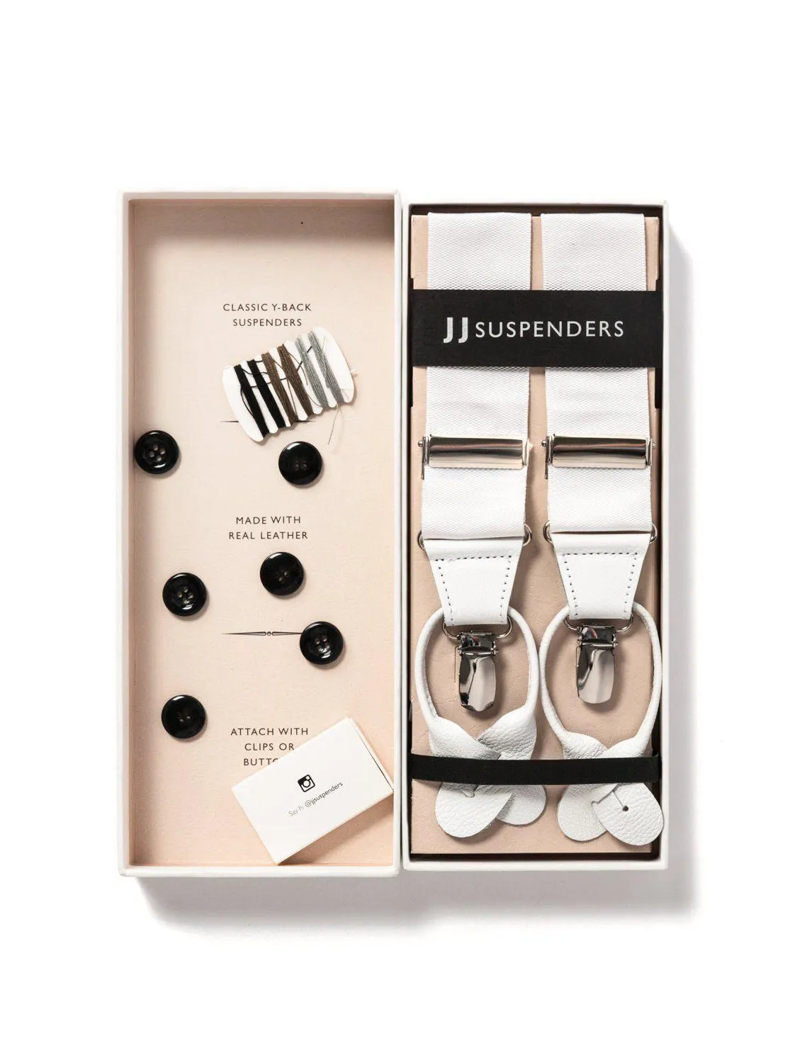 Alabaster Lite - Formal White Suspenders
