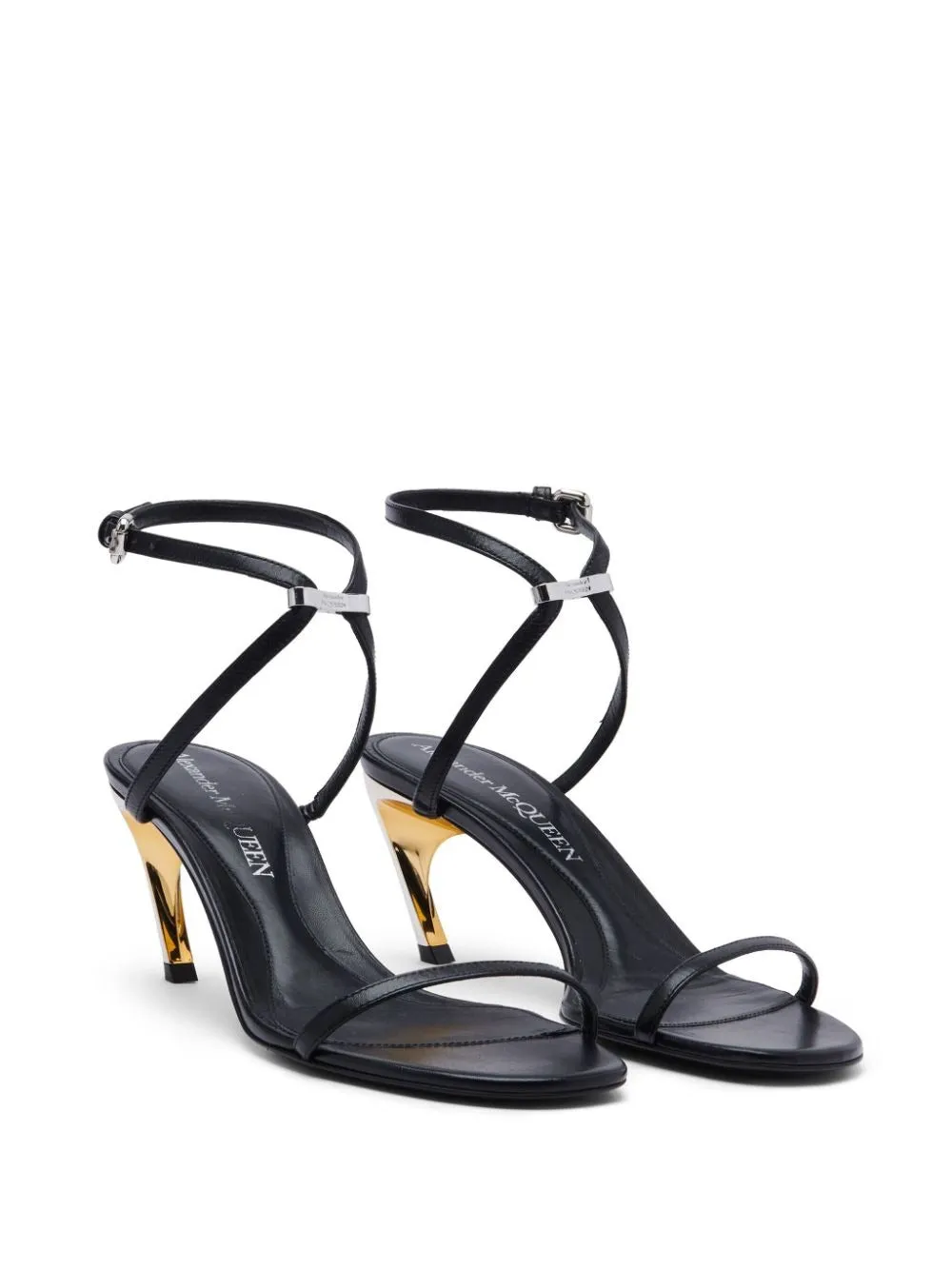 Alexander McQueen Armadillo Sandal in Black/Silver