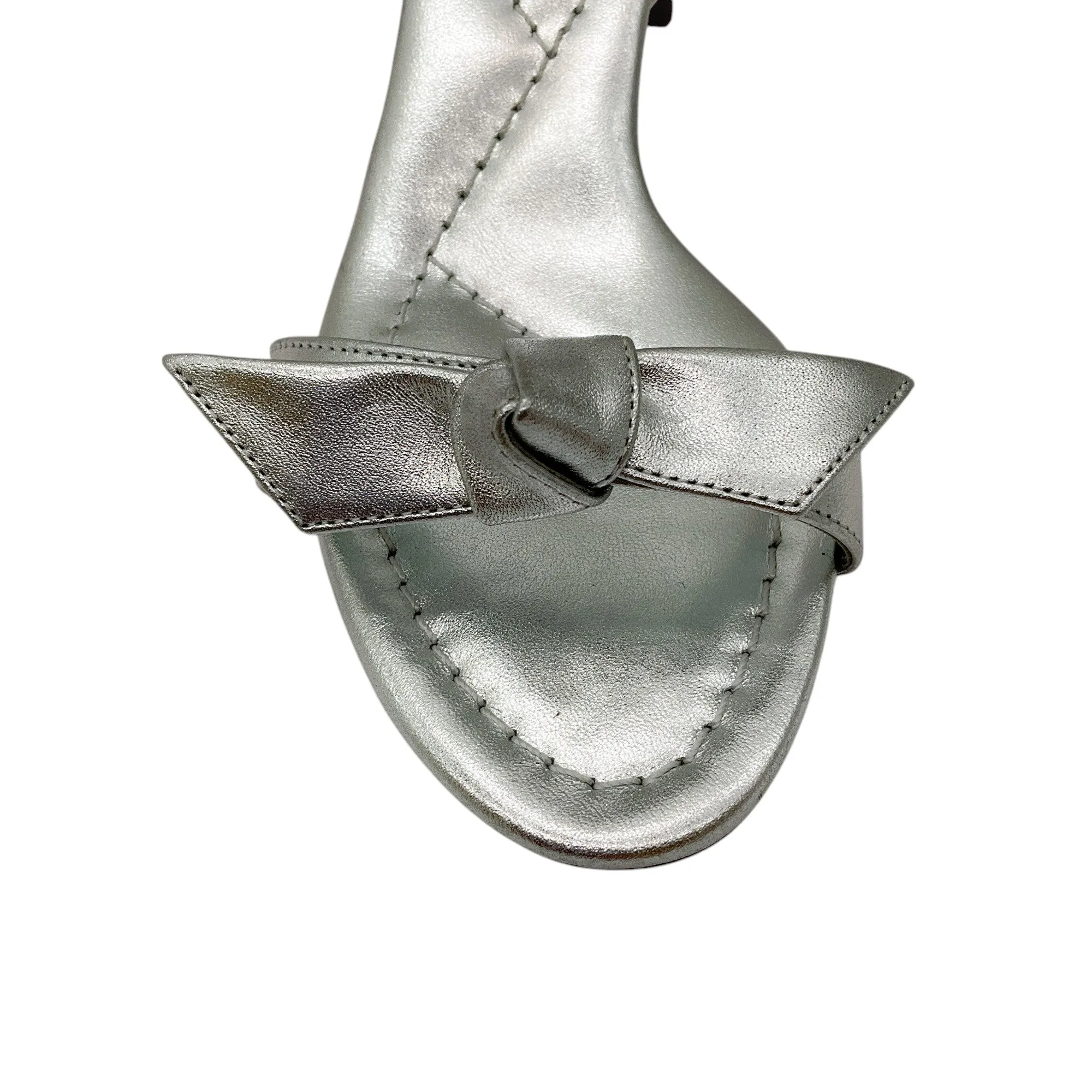 Alexandre Birman Silver Metallic Clarita Flare 75 Leather Knot Sandals