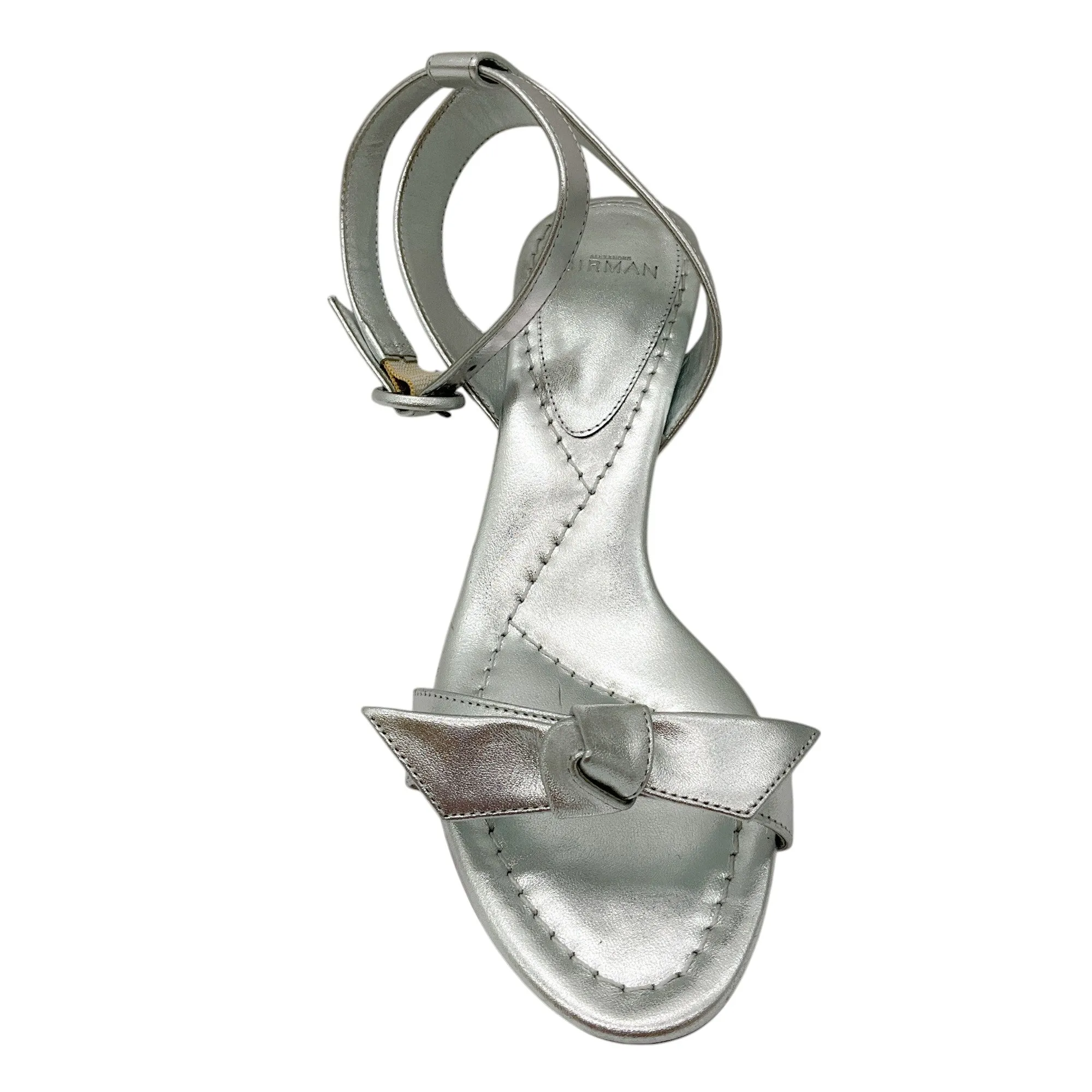 Alexandre Birman Silver Metallic Clarita Flare 75 Leather Knot Sandals