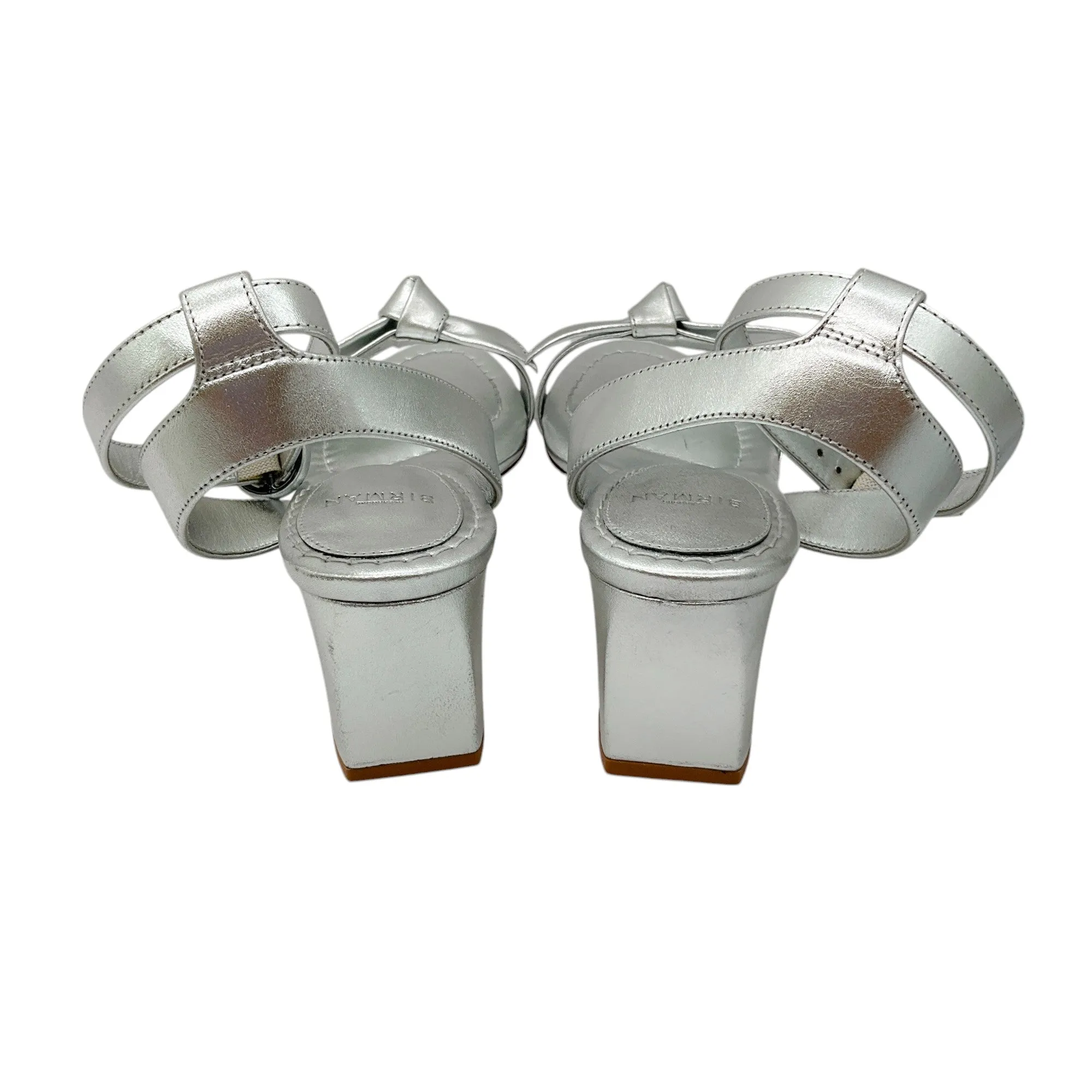 Alexandre Birman Silver Metallic Clarita Flare 75 Leather Knot Sandals