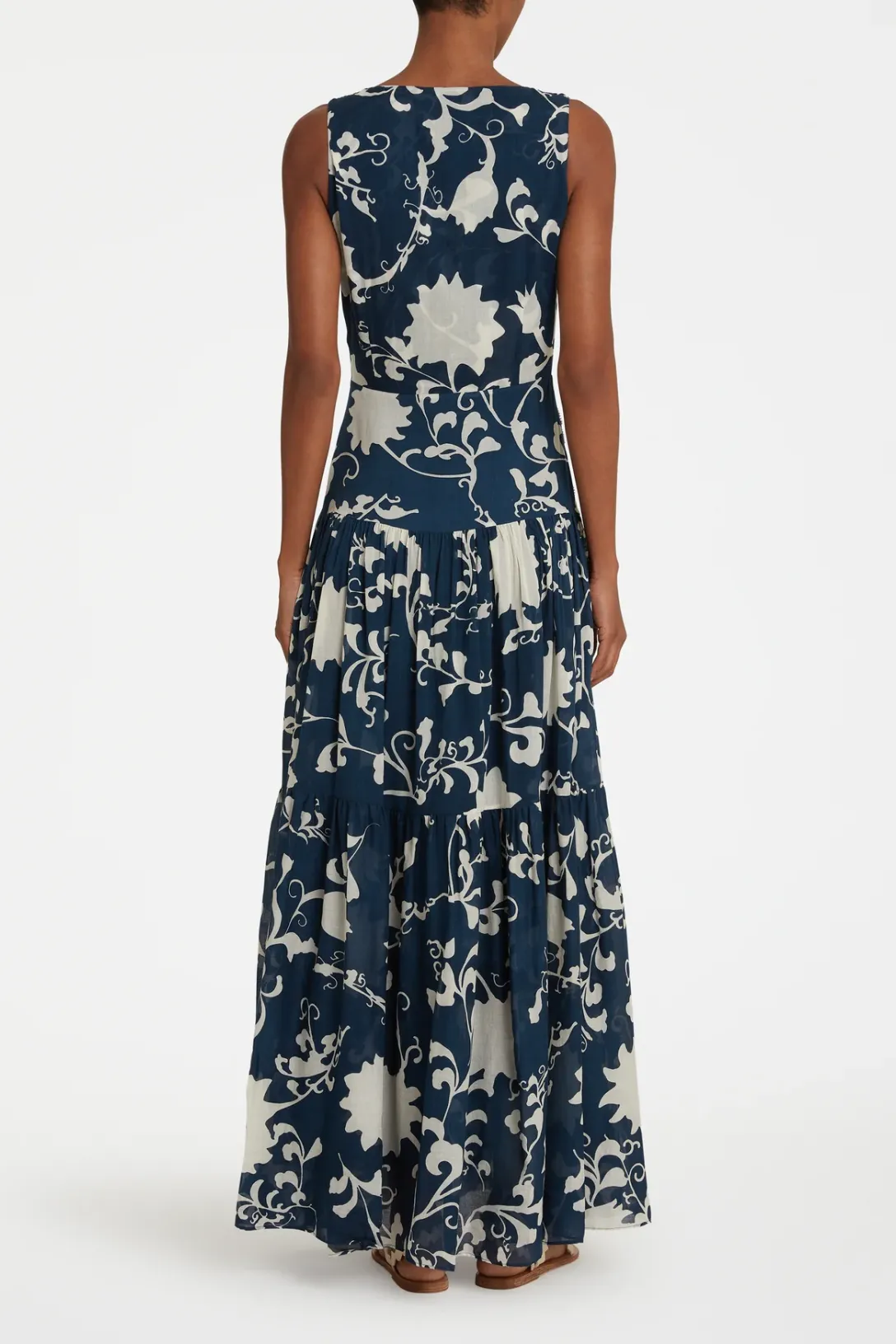 Antheia Dress Flower Screen Cotton | Blue