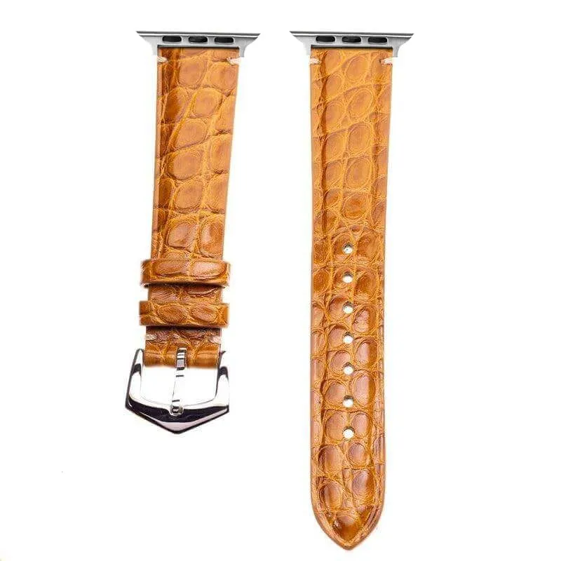 Apple Watch Leather Band ™ Millennium Cognac Alligator Minimal Stitches