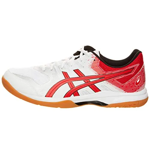 ASICS Men's Gel-Rocket 9 White/Classic Red Badminton Shoes-11 UK (46.5 EU) (12 US) (1071A030)