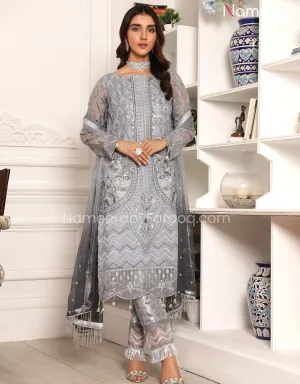 Asim Jofa Embroidered Chiffon Dress Designer #PF72