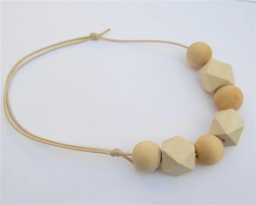Ball and Polygon Wooden Necklace