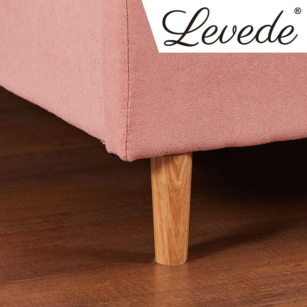 Bed Frame Velvet Base Bedhead Headboard Queen Size Wooden Platform Pink