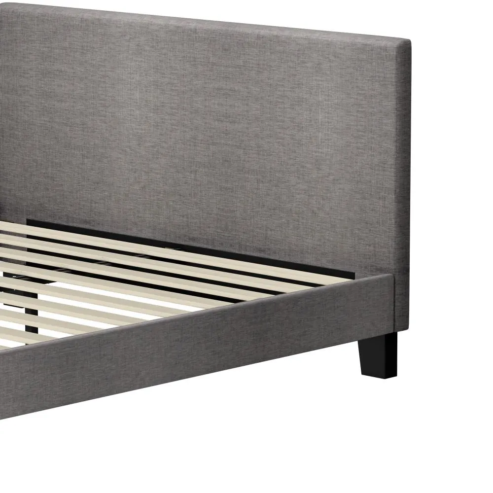 BETH Bed Frame King Size Mattress Base Platform Wooden Slats Grey Fabric