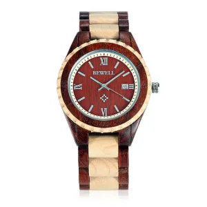 BEWELL Mens Casual Wooden Wristwatch