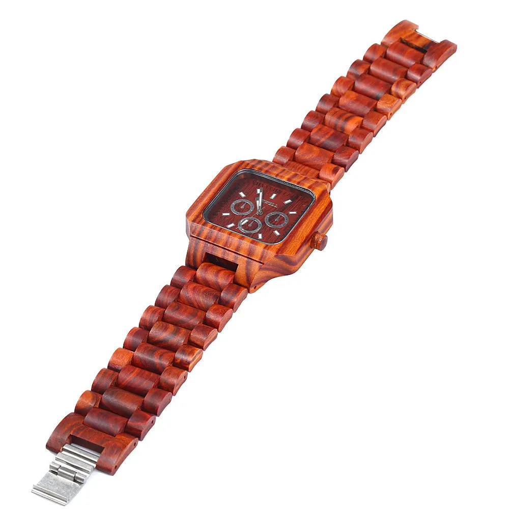 BEWELL Mens Full Wooden Wristwatch