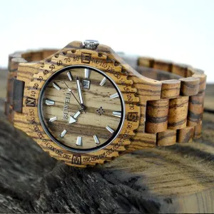 BEWELL Mens Natural Wooden Casual Watch with Box