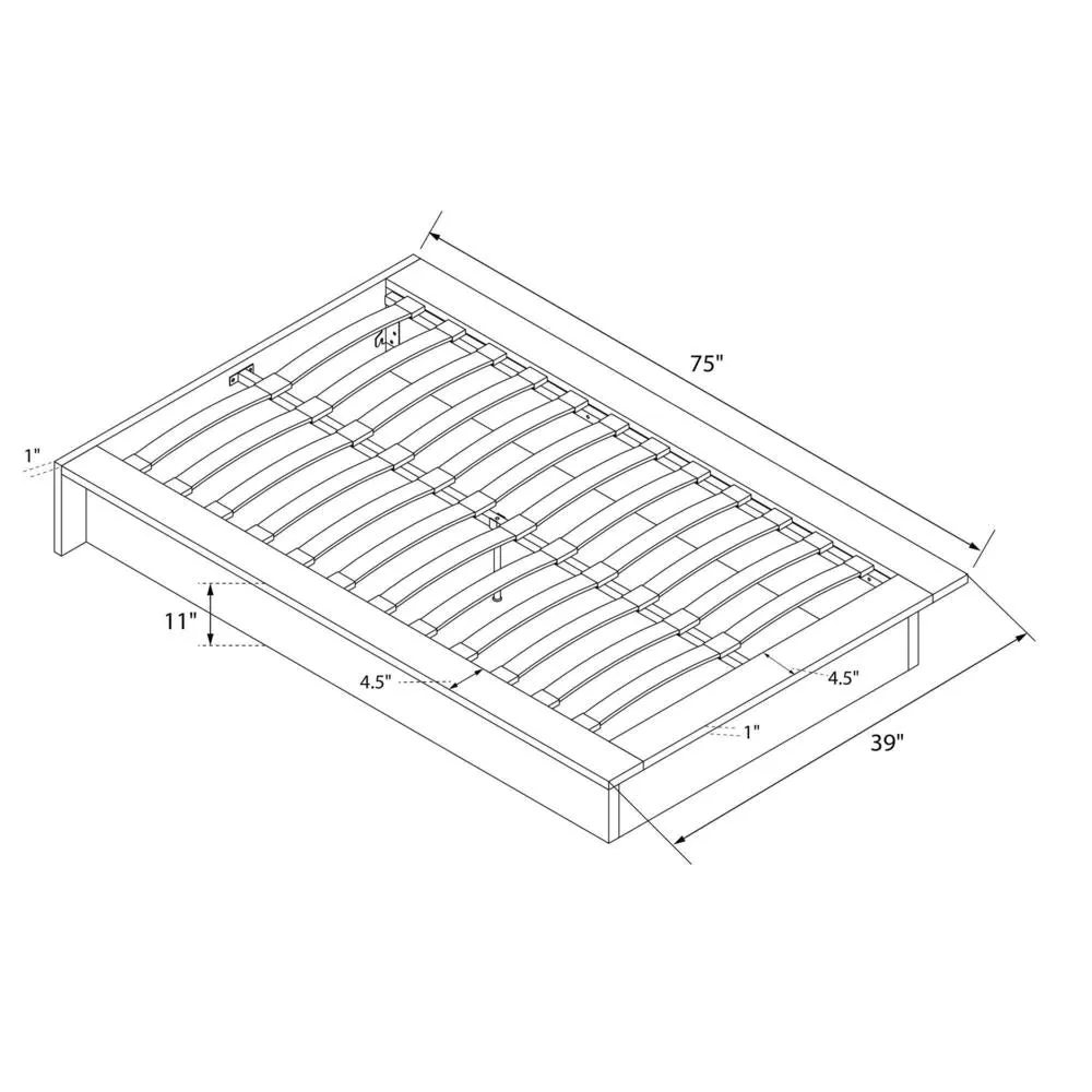 Black Faux Leather Upholstered Platform Bed Frame with Wood Slats in Twin