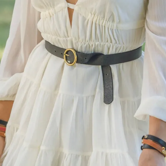 Brass-Toned Circle Buckle Belt