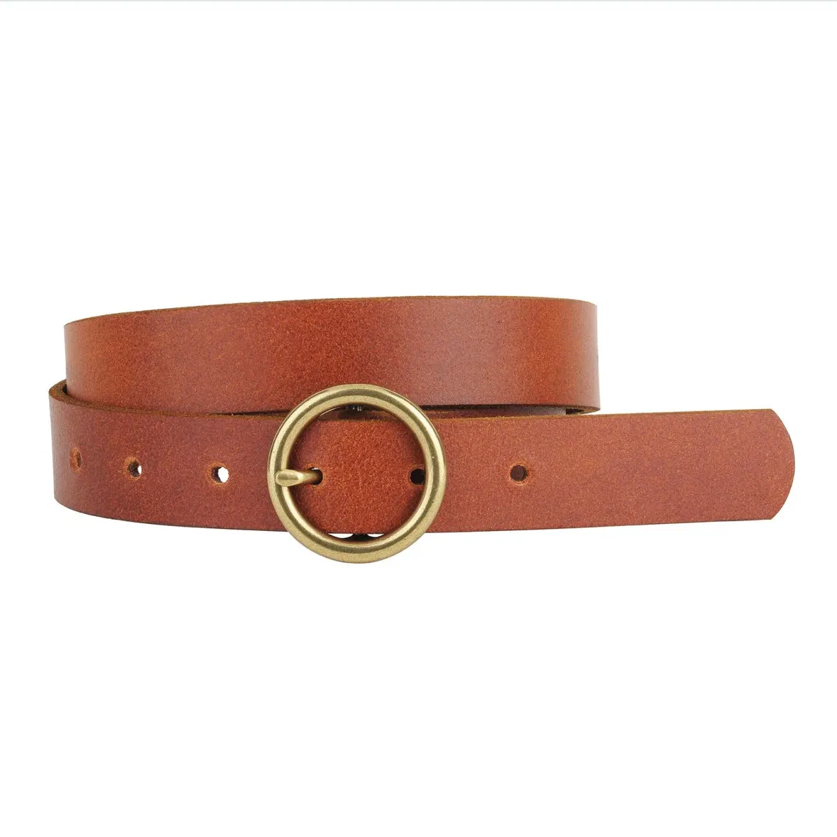 Brass-Toned Circle Buckle Belt