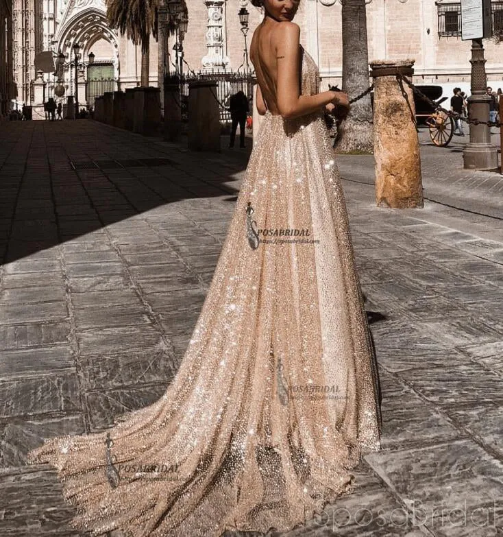 Charming Sparkly Sequin Sexy Fashion Spaghetti Straps Prom Dresses, Shinning Evening dress, PD0772