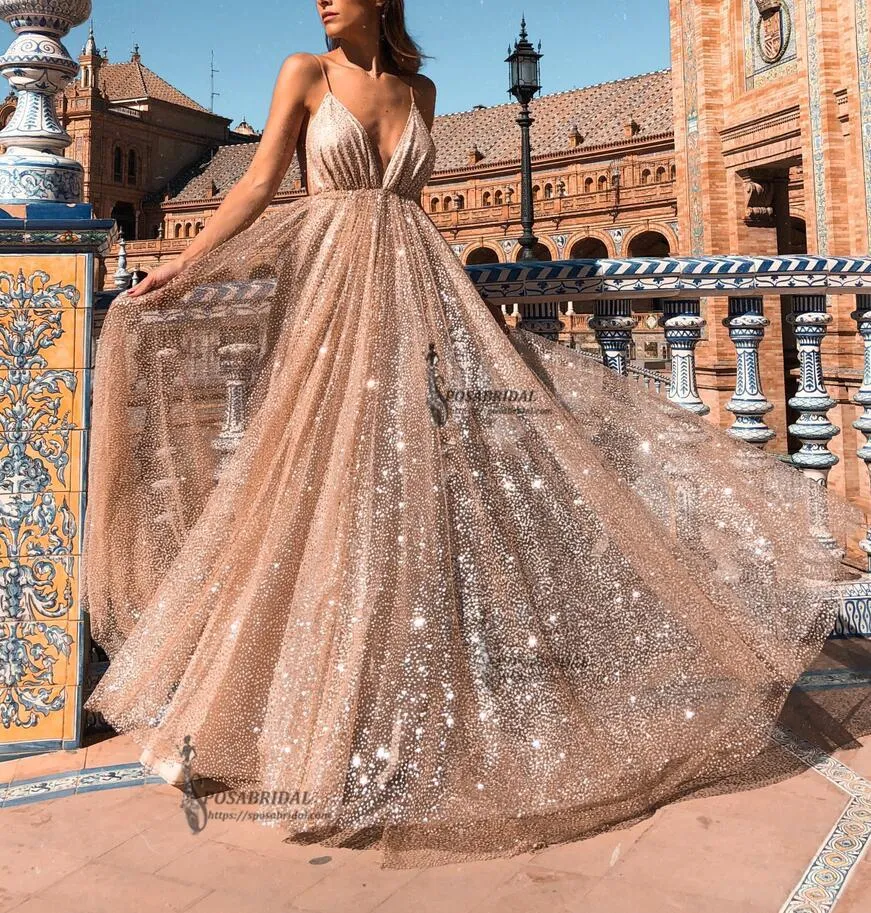 Charming Sparkly Sequin Sexy Fashion Spaghetti Straps Prom Dresses, Shinning Evening dress, PD0772