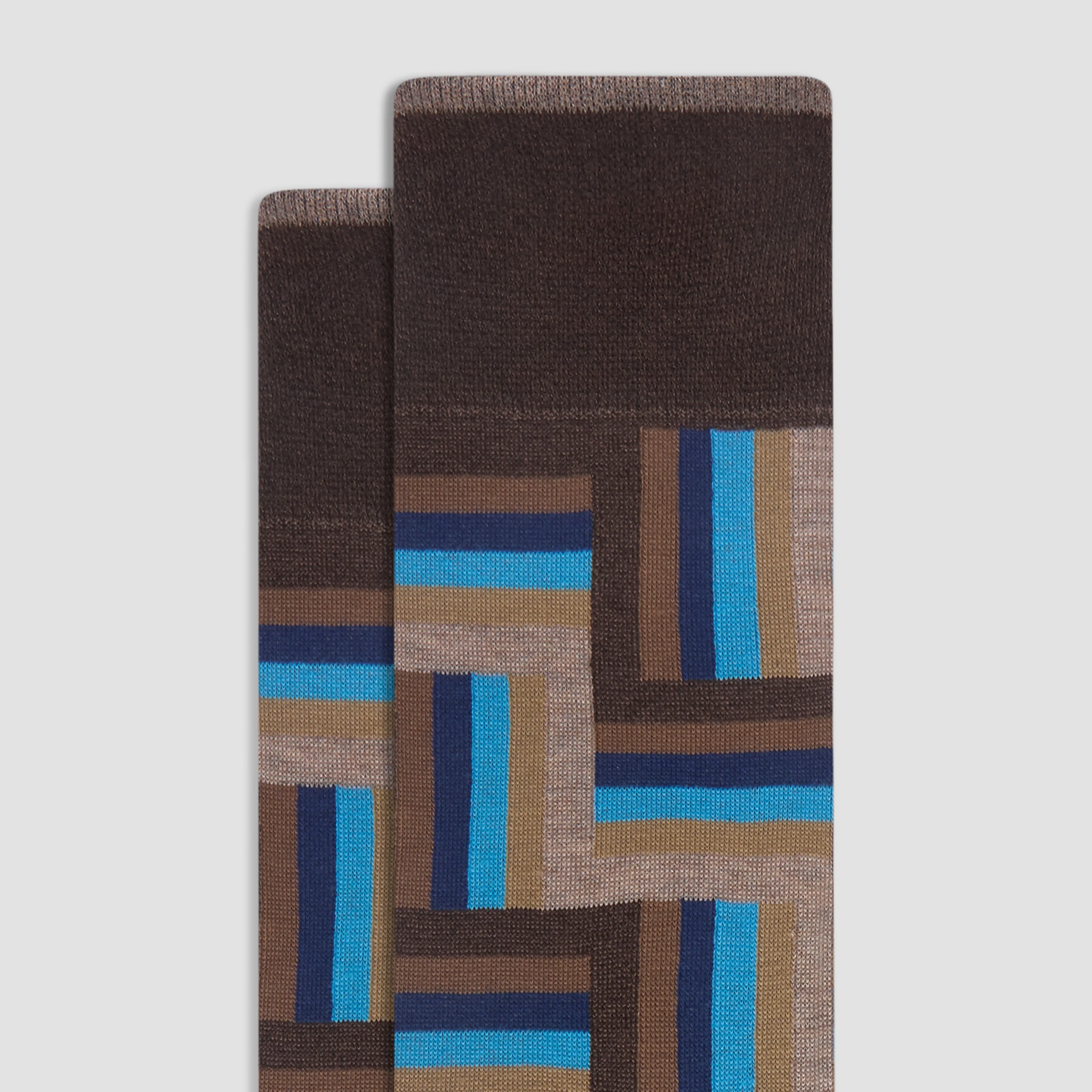 Check-Stripe Mid-Calf Socks