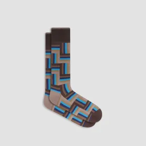 Check-Stripe Mid-Calf Socks
