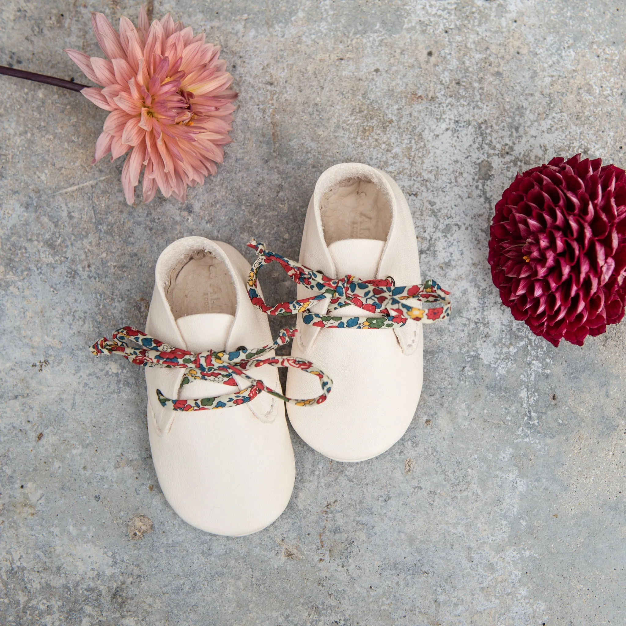CREAM TRAVELLERS WITH LIBERTY PRINT LACES