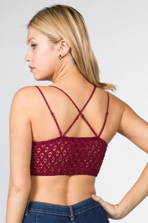 Crochet Lace Bralette - Biking Red