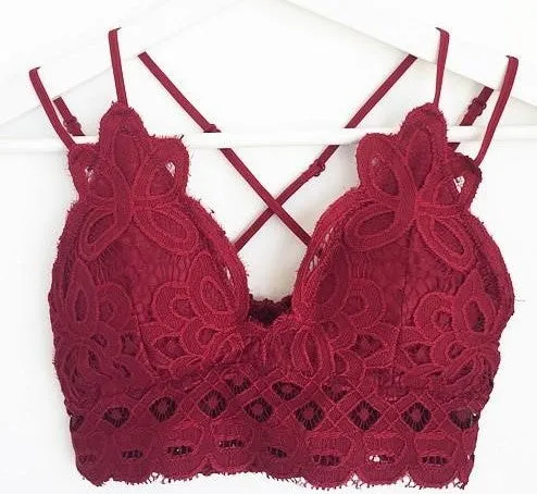 Crochet Lace Bralette - Biking Red