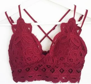 Crochet Lace Bralette - Biking Red