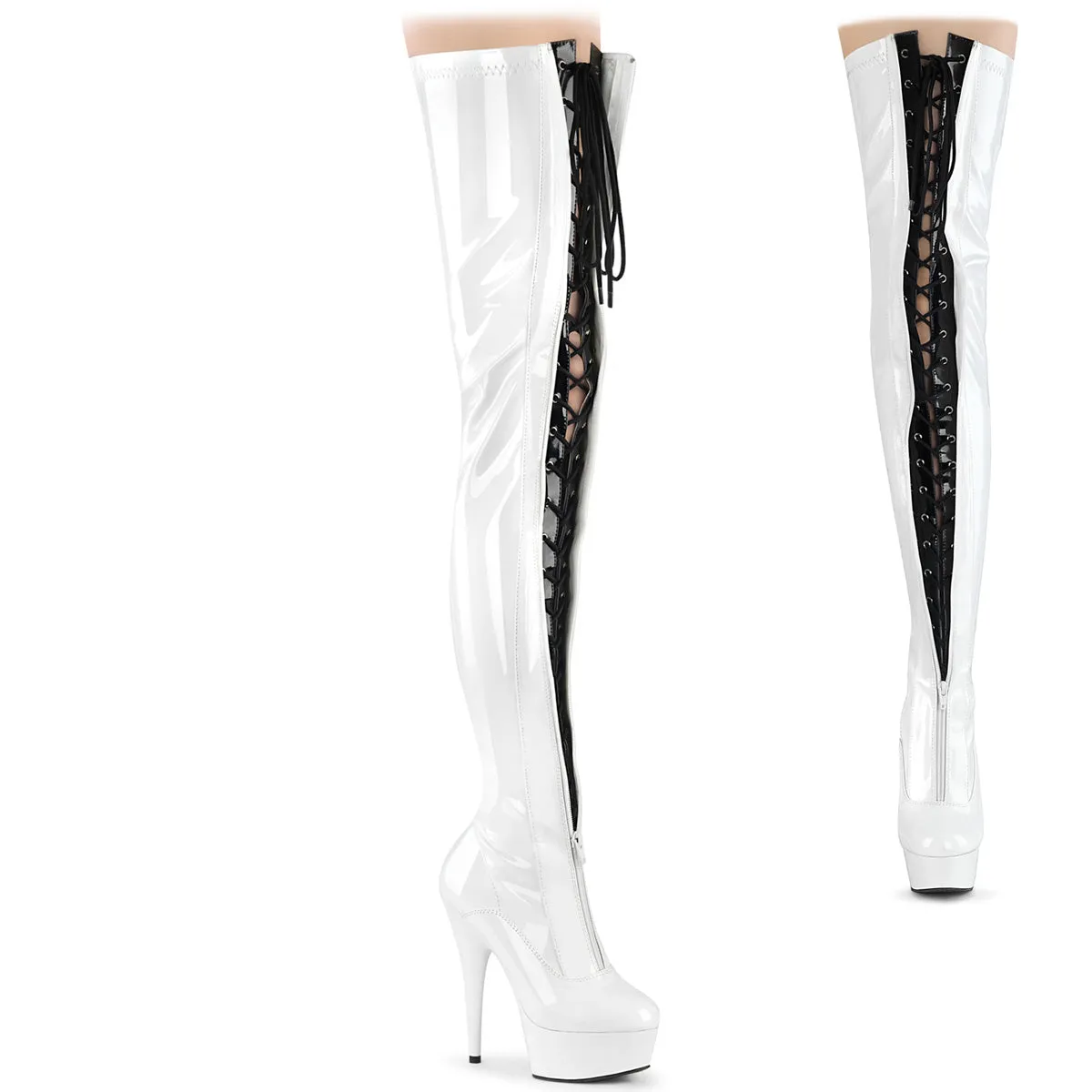 DELIGHT-3027  White-Black Stretch Patent