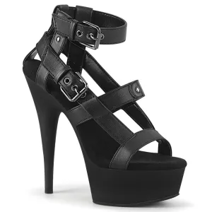 DELIGHT-637  Black Faux Leather/Black Matte