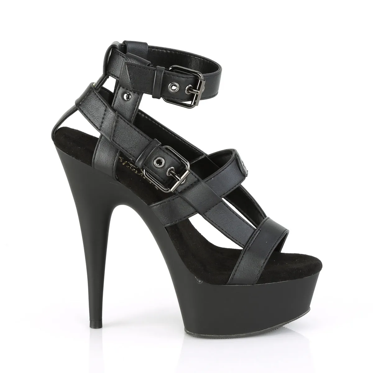 DELIGHT-637  Black Faux Leather/Black Matte